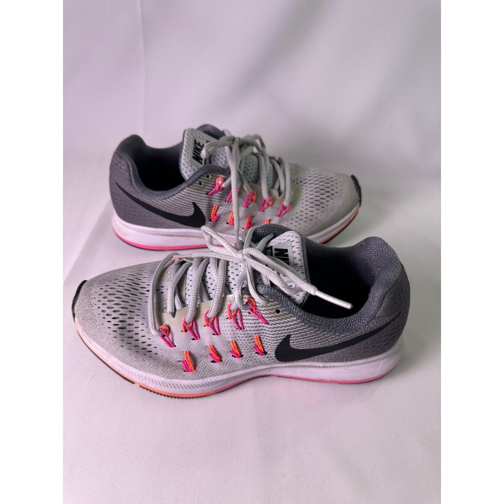 Nike Zoom Pegasus 33 Running Shoes Women's‎ Gray Pink Sneakers Size 7.5